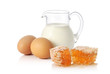 Fresh milk, two eggs and honey