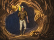 Illustrazione: Explorer in a cave Explorer in a cave