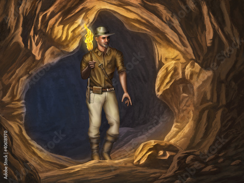 Illustration: Explorer in a cave Explorer in a cave