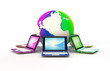 portables multicolores et terre