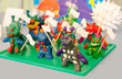 Multi-coloured plasticine aliens with tablets