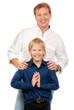 Portrait of father and son in the studio