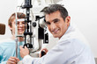 Optometrist Doing Visual Field Test On His Patient