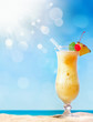 Fresh tropical cocktail on sunny beach