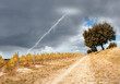 lightning in the sky over countryside landscape lightning in the sky over countryside landscape