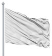 Wavy white textile flag on flagpole