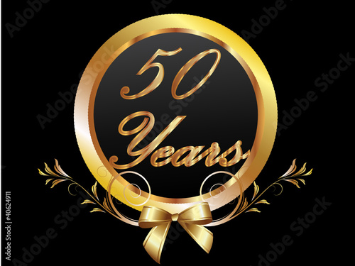 Vector: 50 Years gold with ribbon vector 50 Years gold with ribbon vector