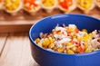Tartlets with crab salad and corn