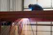 Welder working the job in the shop Welder working the job in the shop