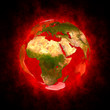 Red aura of Earth - Europe Africa and Asia Red aura of Earth - Europe Africa and Asia
