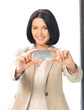 happy woman with credit card