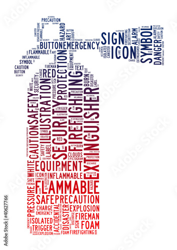 Illustration: fire extinguisher text clouds fire extinguisher text clouds