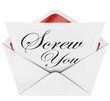 Screw You Insult Swear Cursive Writing in Envelope Note