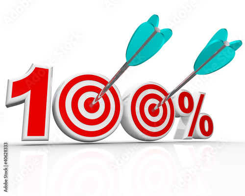 Illustration: 100 Percent Arrows in Targets Perfect Score 100 Percent Arrows in Targets Perfect Score