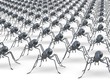  Army of ants on white isolated background 