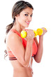 Atheltic woman holding weights