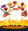 Vektor: Grillparty mit Lebensmittel Grillparty mit Lebensmittel