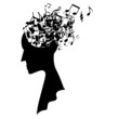 Woman portrait silhouette with notes. Vector illustration Woman portrait silhouette with notes. Vector illustration