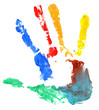 Close up of colored hand print