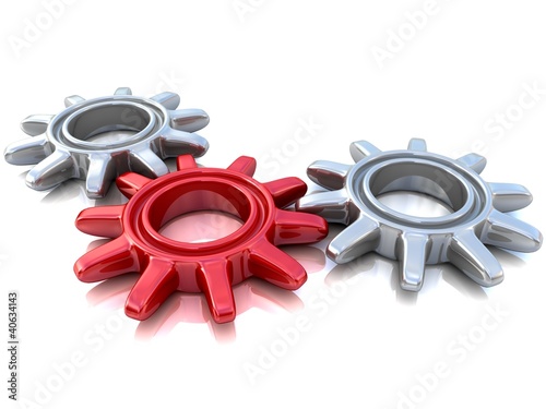 Illustration: Gears isolated on white. Work concept. Gears isolated on white. Work concept.