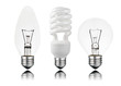 Three Lightbulbs - Saver, Candle & Golf Ball Shape Isolated Three Lightbulbs - Saver, Candle & Golf Ball Shape Isolated
