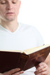 Man reading the Bible. Focus on the Bible