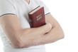 Man holding the Holy Bible, isolated on white background Man holding the Holy Bible, isolated on white background