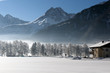 morning mist in Apine valley in winter