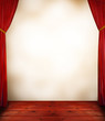 Red curtain with blank background