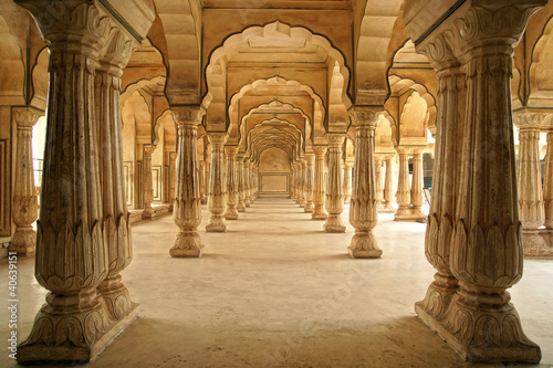 Photo: Columned hall of Amber fort. Jaipur, India. Columned hall of Amber fort. Jaipur, India.