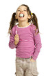 girl with a lollipop, isolated on white background