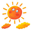 Yellow sun and yellow clouds