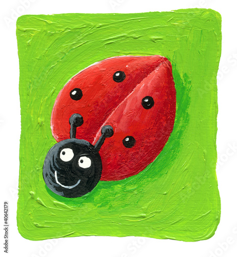 Illustration: Cute ladybug on the green background Cute ladybug on the green background
