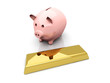 Sparschwein und Goldbarren