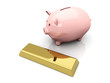 Sparschwein und Goldbarren