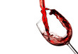 Red wine poured into a wine glass