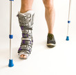 Man with a broken leg with Orthotic