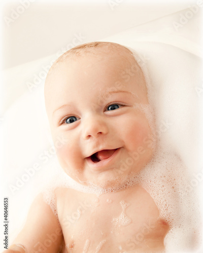 Photo: Little baby taking bath Little baby taking bath