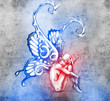 Sketch of tattoo art, fairy with butterfly wings