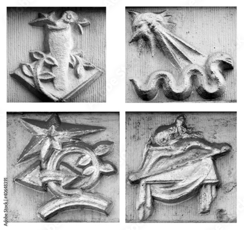 Photo: old bas-relief and mystical simbol outside old bas-relief and mystical simbol outside