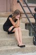 Pouting Young Lady on Steps Pouting Young Lady on Steps