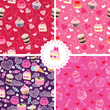 Set of sweet dessert motif seamless patterns