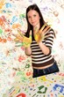 girl playing with colors