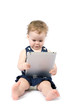Baby playing with tablet