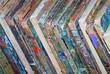 Stack of easels all in oil-color stains