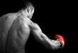 Foto: Young Boxer fighter over black background Young Boxer fighter over black background