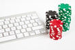 keyboard and poker chips