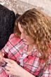 Young woman is lying on the couch Young woman is lying on the couch