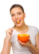 Young girl with fruit salad