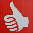Thumb up , Like symbol in red background Thumb up , Like symbol in red background